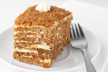 Slice of layered cake