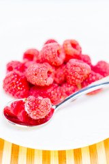 Ripe Raspberries on Plate