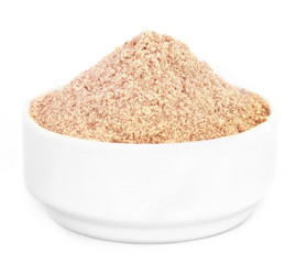 Fresh brown flour in a bowl