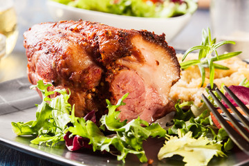 Pork knuckle with fried sauerkraut