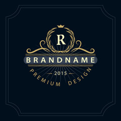 Monogram design elements, graceful template. Calligraphic elegant line art logo design. Letter emblem R for Royalty, business card, Boutique, Hotel, Restaurant, Cafe, Jewelry. Vector illustration