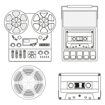 Retro audio set: Retro Cassette Tape player and audio tape recorder