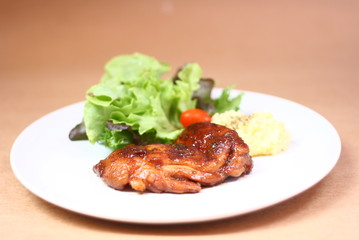 chicken steak grilled with vegetable