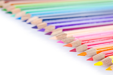 line of colored pencils