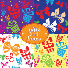 seamless pattern gifts and bows collection