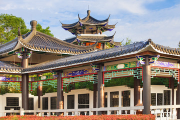 Fototapeta premium Beautiful ancient temple on the seaside, China