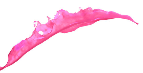 Pink paint splashing isolated on white background