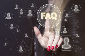 Business button FAQ connection signal web sign
