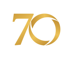 golden ring logo number 70 - obrazy, fototapety, plakaty