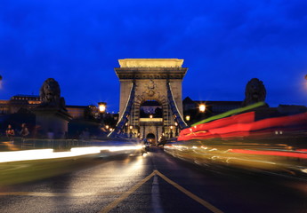 Chain bridge Budapest Hungary in the night 