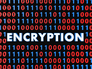 3d data encryption concept with binary code