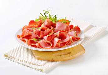 Sliced smoked pork ham