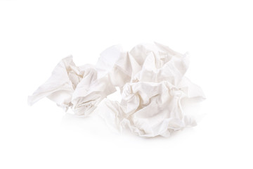 used screwed paper tissue isolated on white background