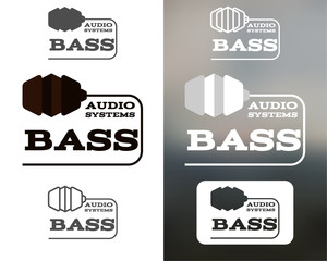 Music audio systems logo, badge, label, logotype, icon. Bass