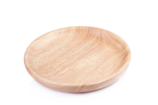 wooden plate on white background