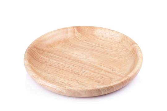 wooden plate on white background