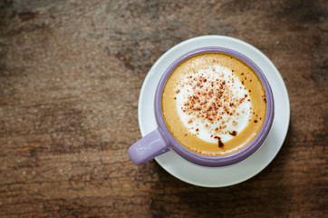 Cup of Hot Cappuccino Coffee On Relaxing Time.
