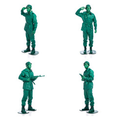 Four man on a green toy soldier costume
