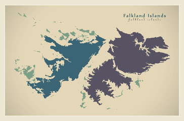 Modern Map - Falkland Islands with detailed territory FK