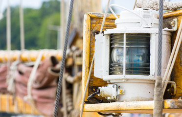 Yachting, Parts of old wooden sailboat in port of sailing