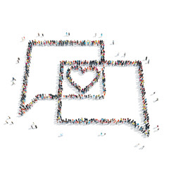 people in the shape of a buble chat , heart