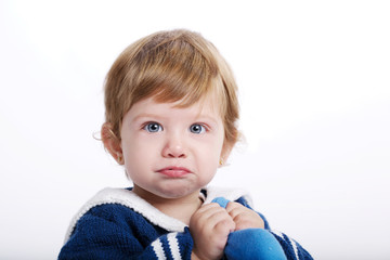 little sailor baby on white background