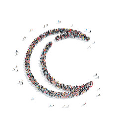 people in the shape of  Muslim crescent, religion