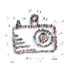 people in the shape of a camera, cartoon