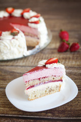 Birthday cake with strawberries and cream roses
