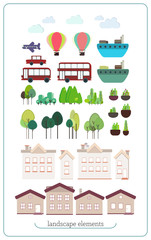 Fototapeta premium Set flat landscape elements