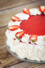Birthday cake with strawberries and cream roses
