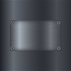 Steel background with blank metal plate