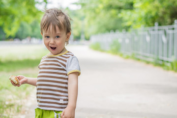 Little boy with a funny expression on his face