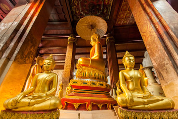 Golden buddha statue in temple.