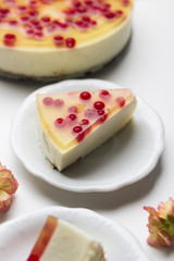 Coconut cheesecake with currants. Without baking.