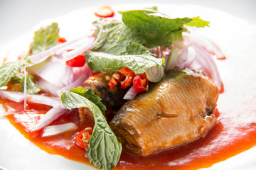  canned fish salad, food in Thailand.
