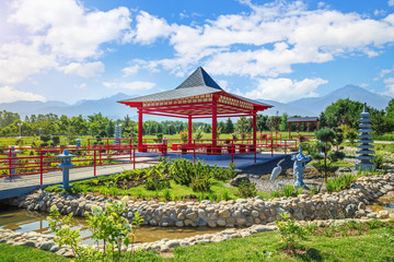 Fototapeta na wymiar Japanese garden in Almaty