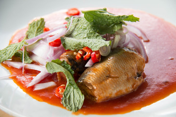  canned fish salad, food in Thailand.