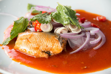  canned fish salad, food in Thailand.