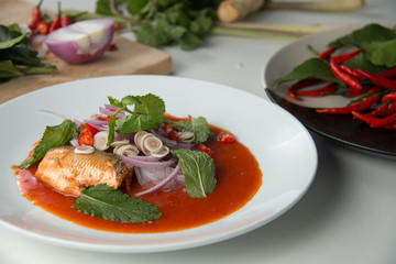  canned fish salad, food in Thailand.