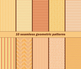 10 seamless geometric wavy patterns in autumn colors