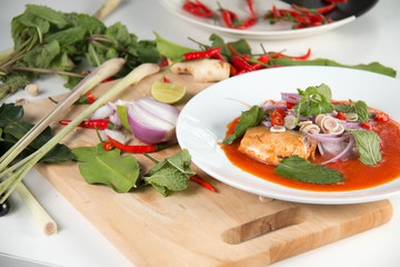  canned fish salad, food in Thailand.