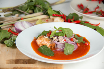  canned fish salad, food in Thailand.