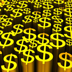 Backround of gold dollars currency symbol 