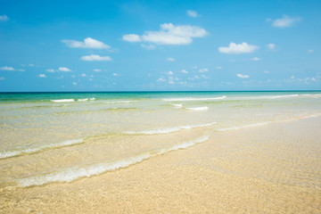 Fototapeta na wymiar Shallow beach with clear and clean water at Koh Chang Island in Thailand