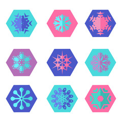  Collection of different snowflakes