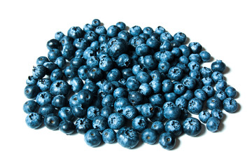 Fresh great bilberries or blueberries isolated on white background