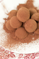 Chocolate and cocoa truffles. Hand made.