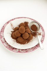 Chocolate and cocoa truffles. Hand made.