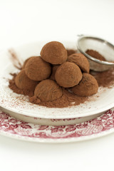 Chocolate and cocoa truffles. Hand made.